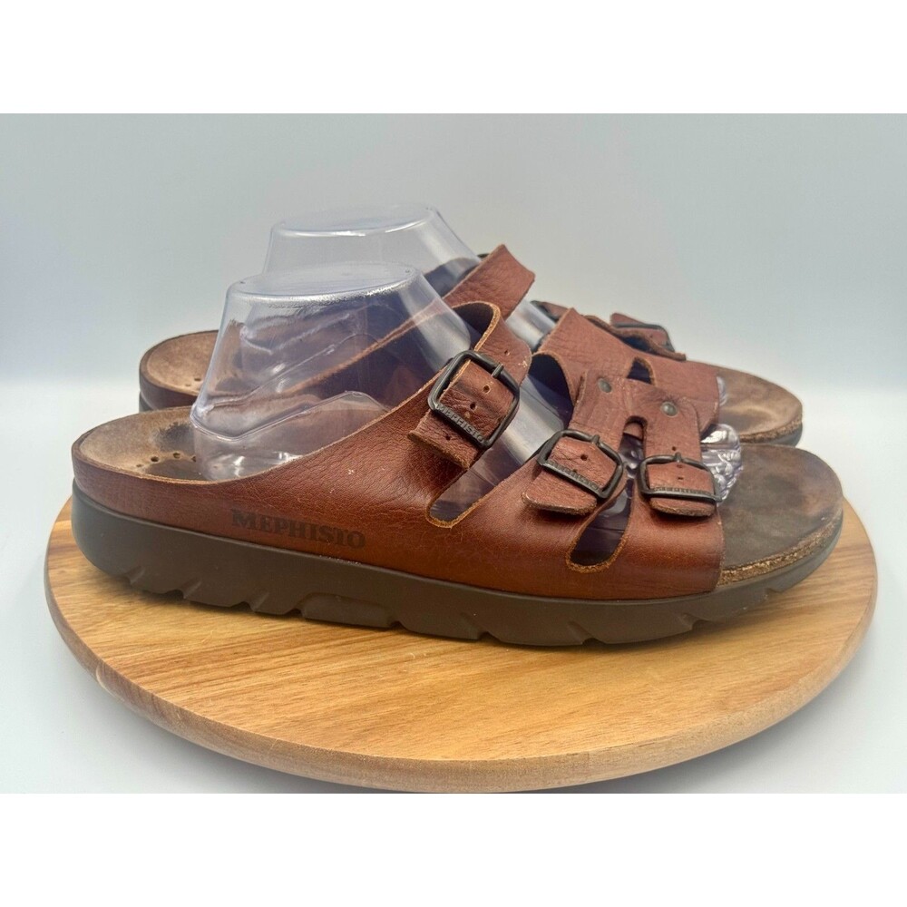 MEPHISTO Zach Fit Comfort Brown Leather Sandals Slides Men's Size EU 45 / US 11